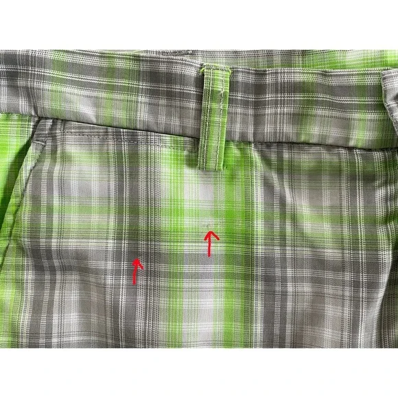 PGA Tour Men's Golf Shorts Size 34 Pro Series Green Gray Plaid - Picture 7 of 8